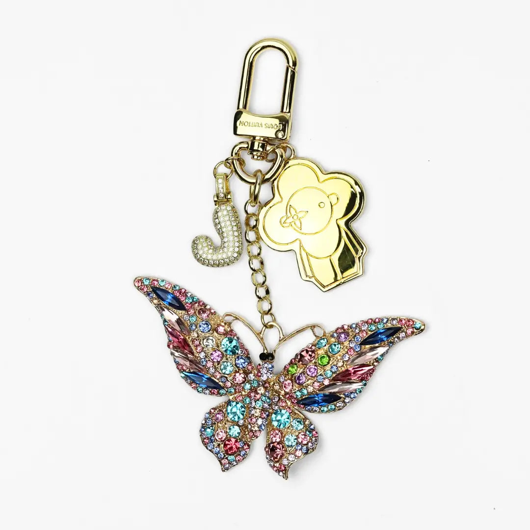 Butterfly & Flower Girl Bag Charm