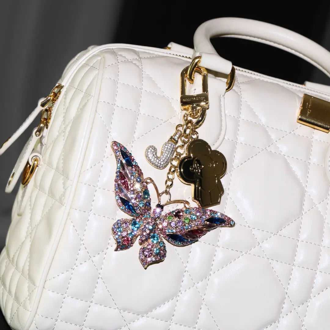 Butterfly & Flower Girl Bag Charm