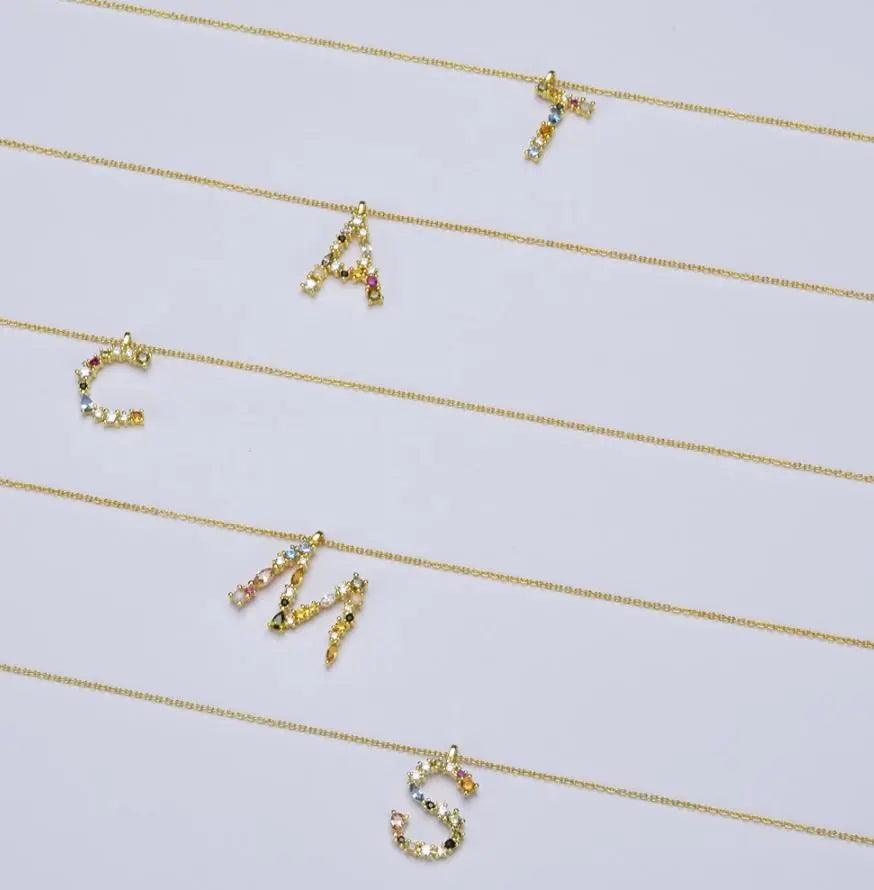 Colorful Crystal Initial Necklace - Ahava J