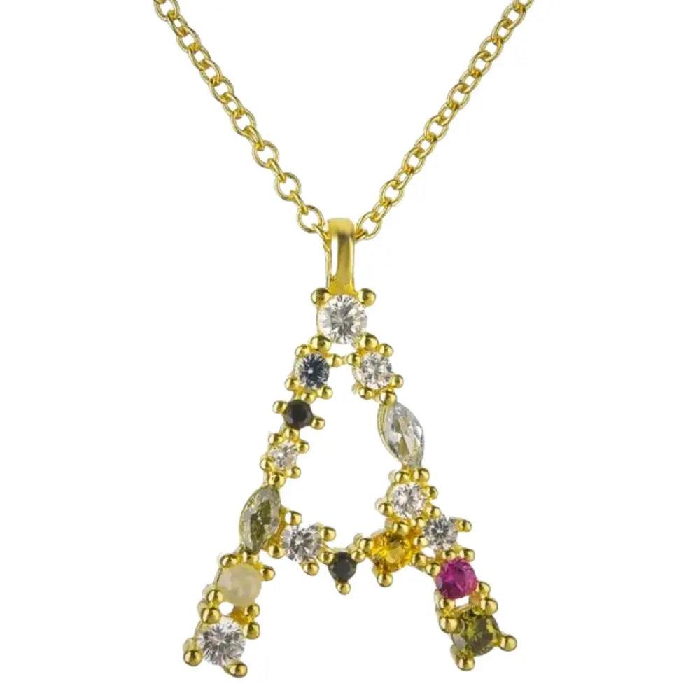 Colorful Crystal Initial Necklace - Ahava J