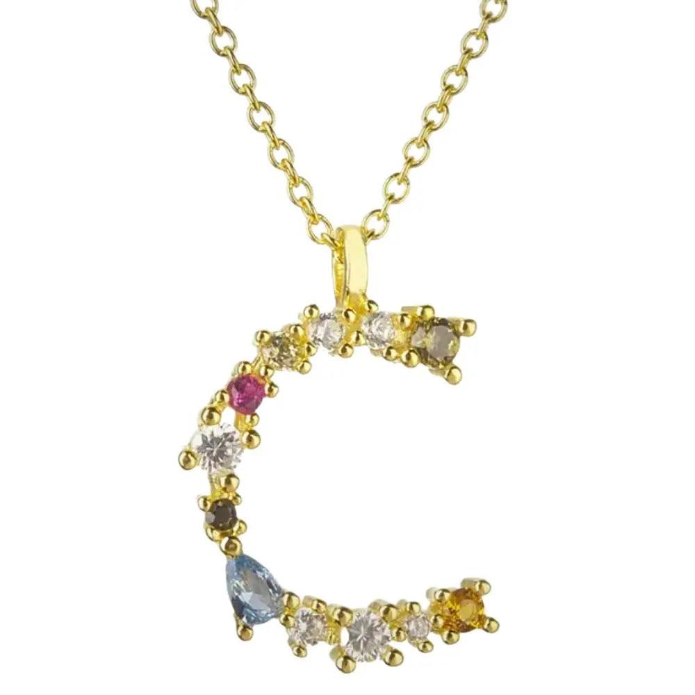 Colorful Crystal Initial Necklace - Ahava J
