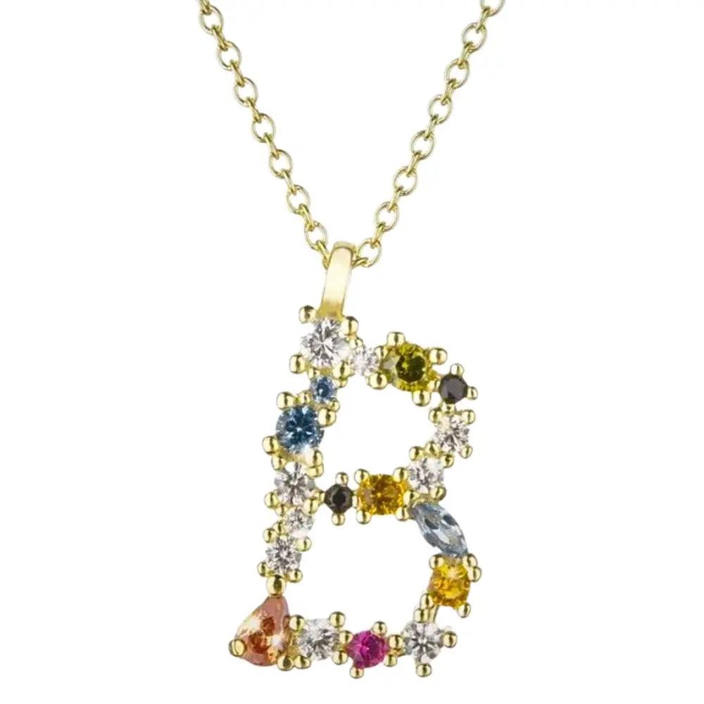 Colorful Crystal Initial Necklace - Ahava J
