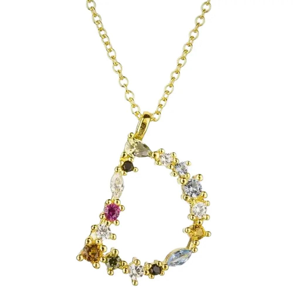 Colorful Crystal Initial Necklace - Ahava J