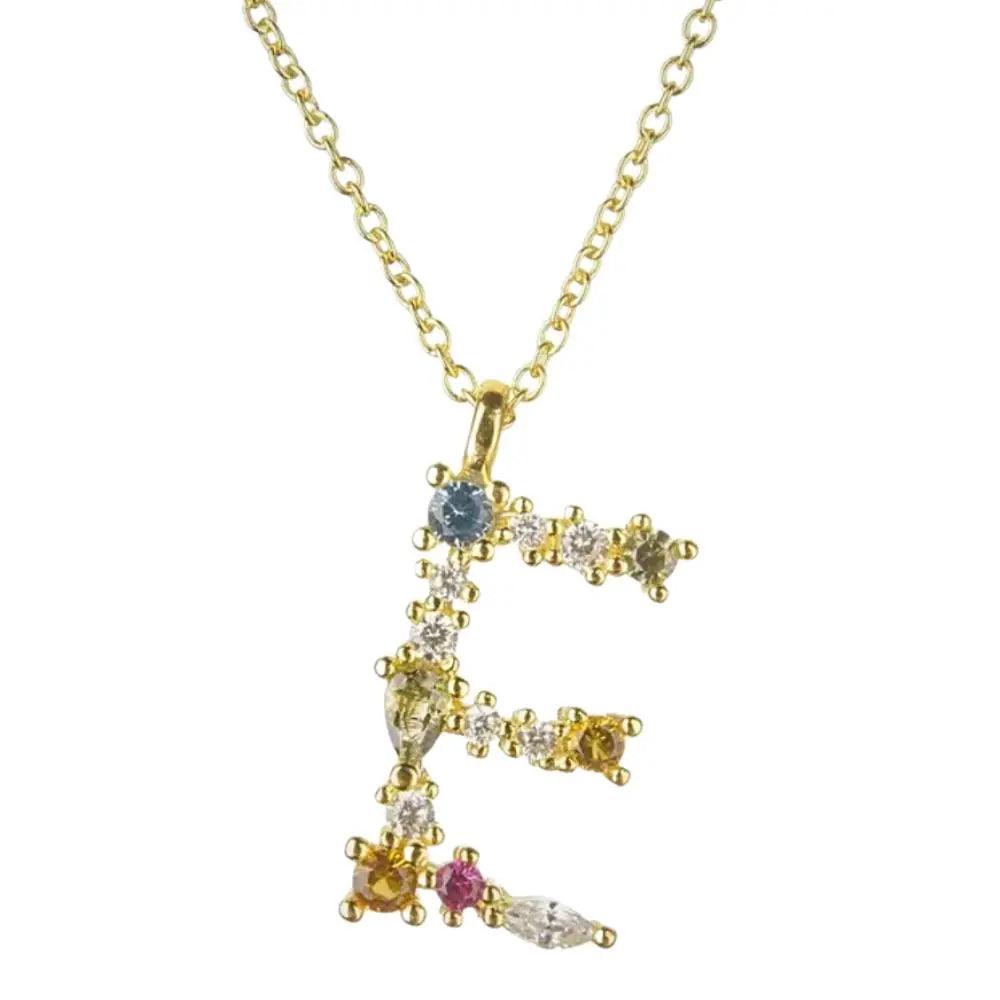 Colorful Crystal Initial Necklace - Ahava J