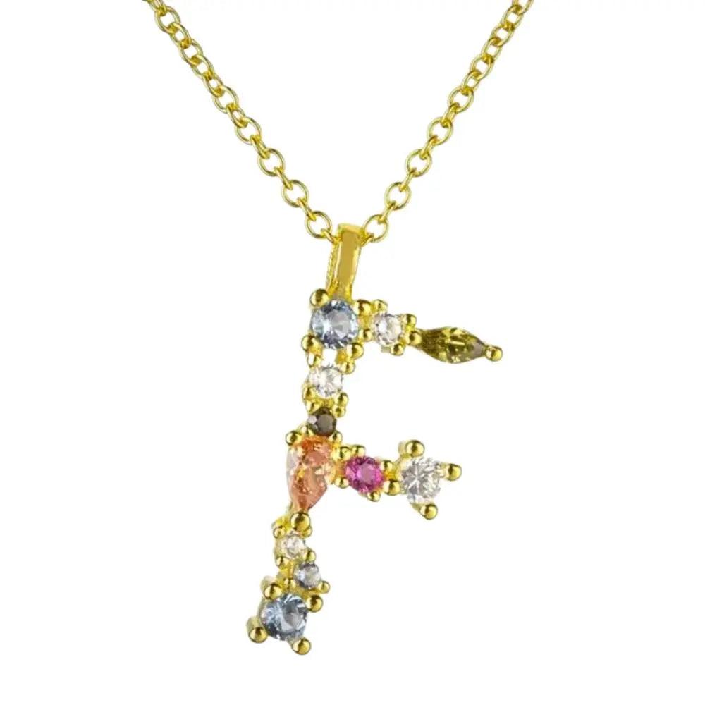 Colorful Crystal Initial Necklace - Ahava J