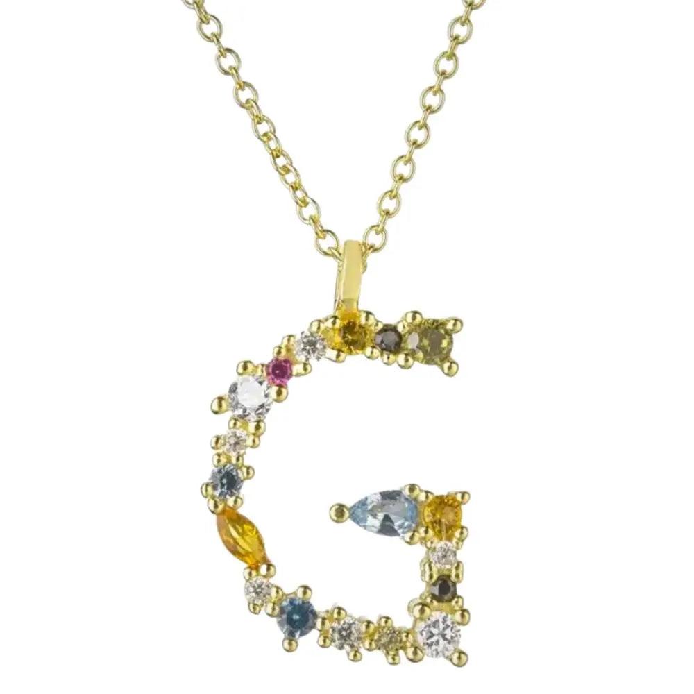 Colorful Crystal Initial Necklace - Ahava J