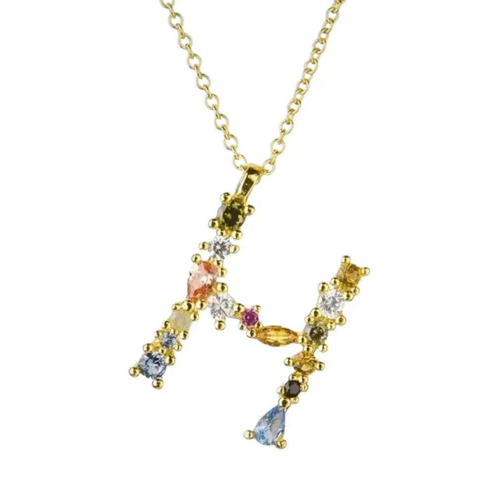 Colorful Crystal Initial Necklace - Ahava J