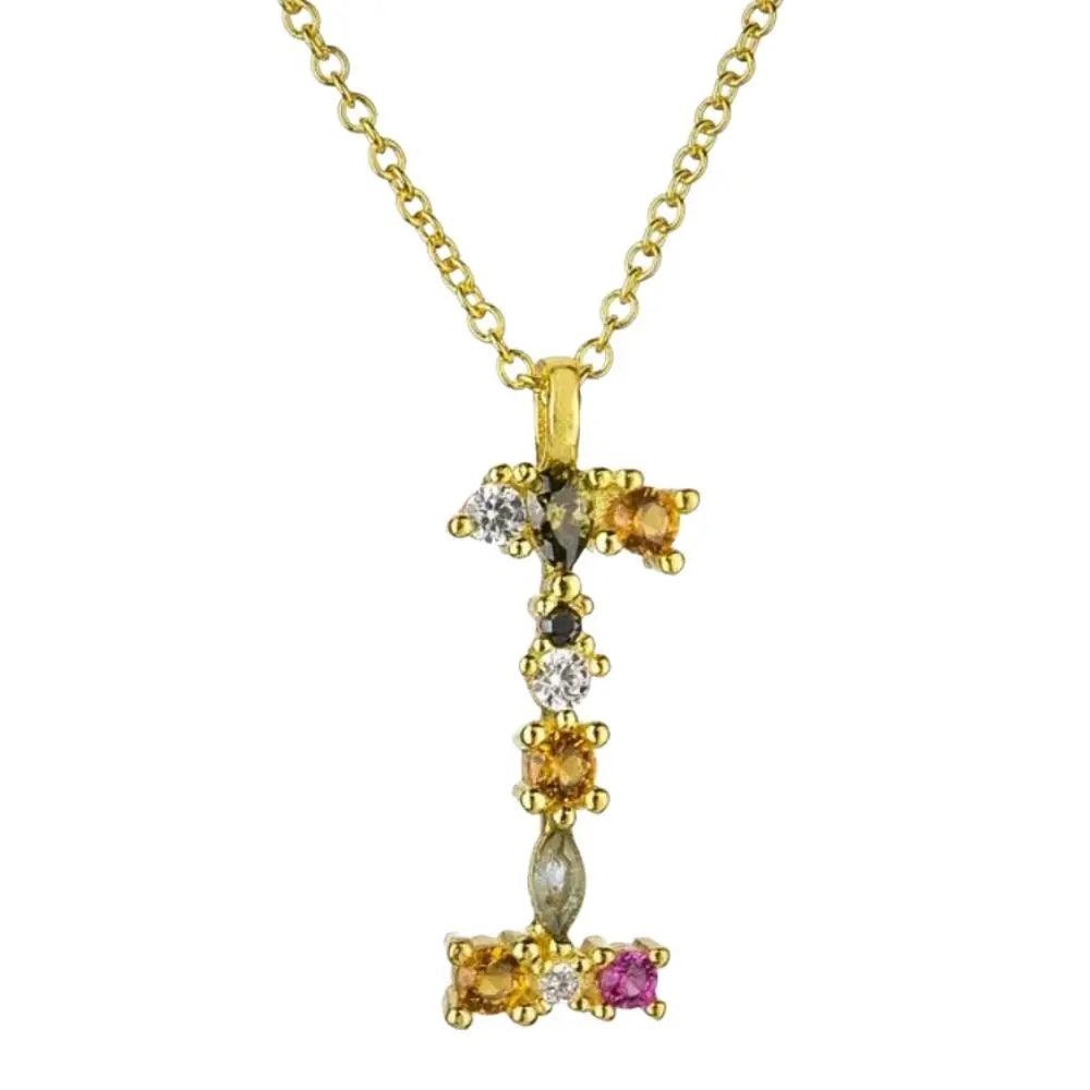 Colorful Crystal Initial Necklace - Ahava J
