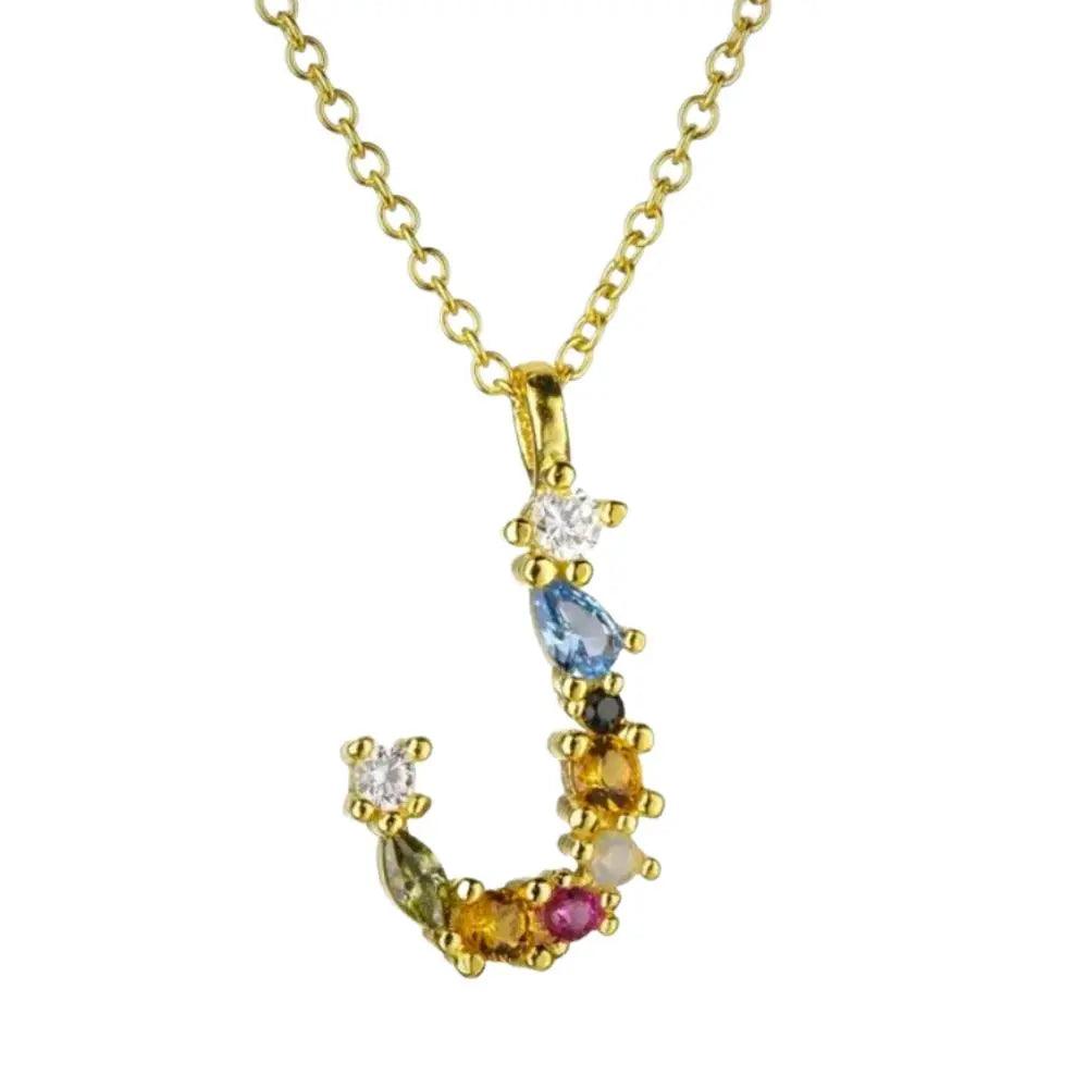 Colorful Crystal Initial Necklace - Ahava J