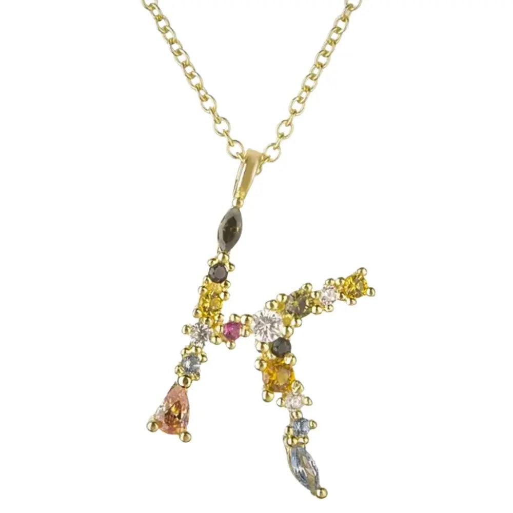 Colorful Crystal Initial Necklace - Ahava J