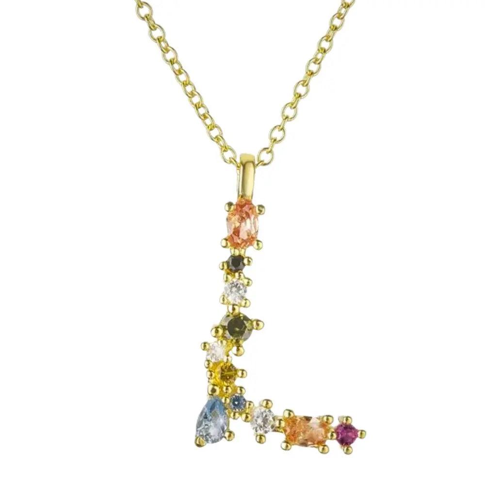 Colorful Crystal Initial Necklace - Ahava J