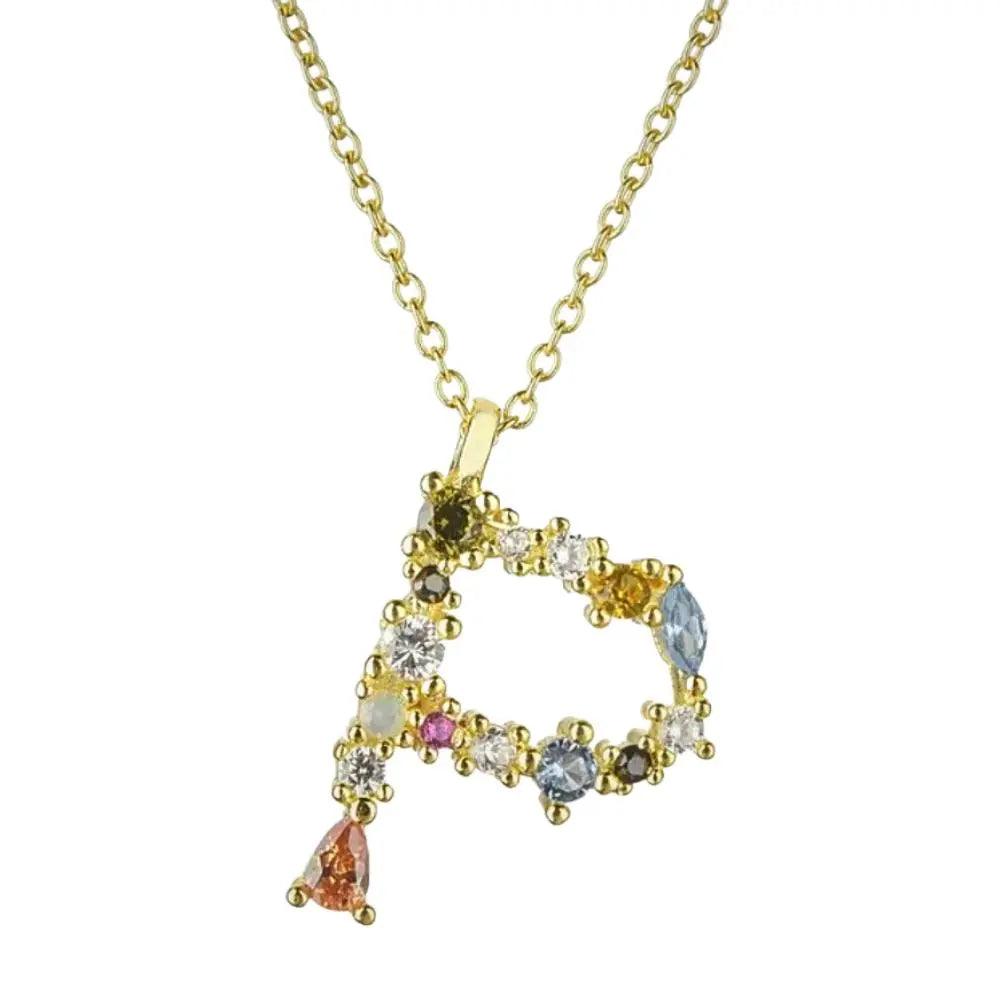 Colorful Crystal Initial Necklace - Ahava J