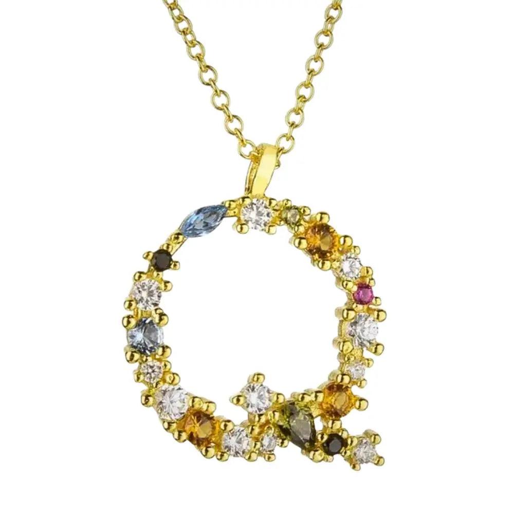 Colorful Crystal Initial Necklace - Ahava J