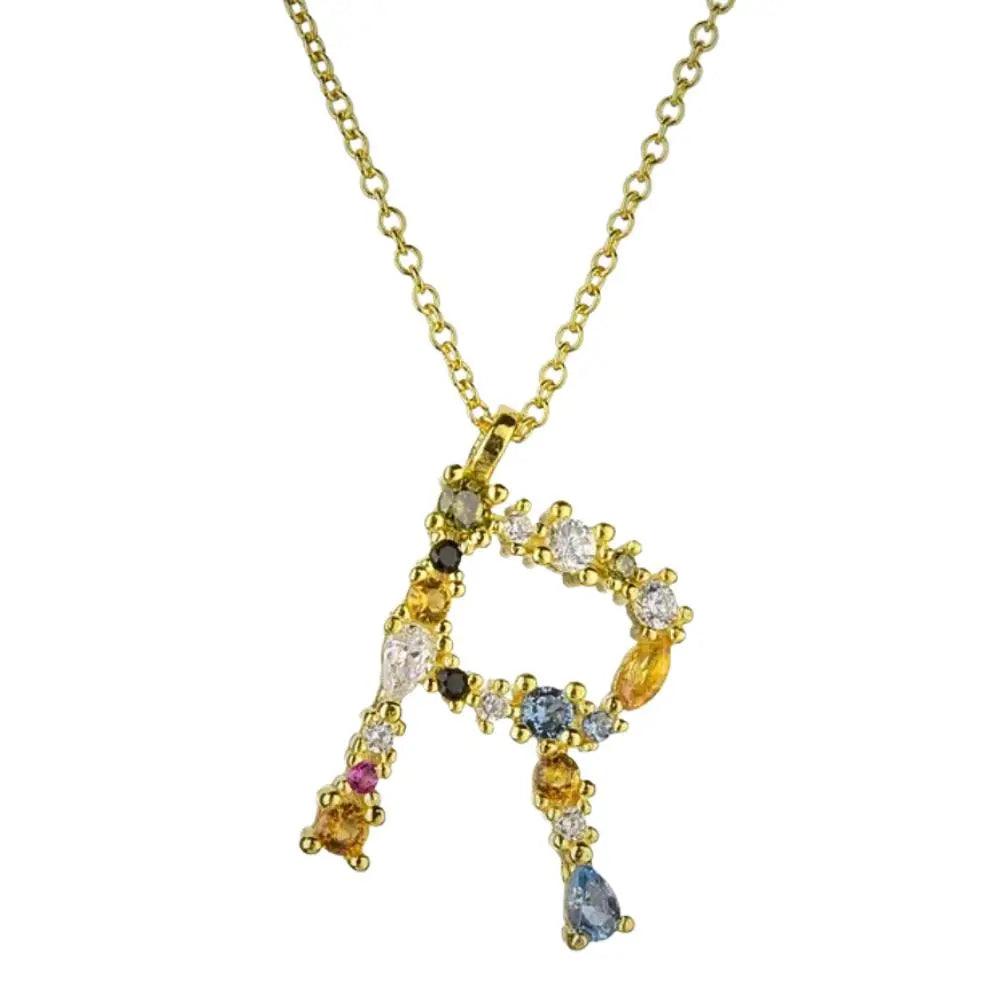 Colorful Crystal Initial Necklace - Ahava J