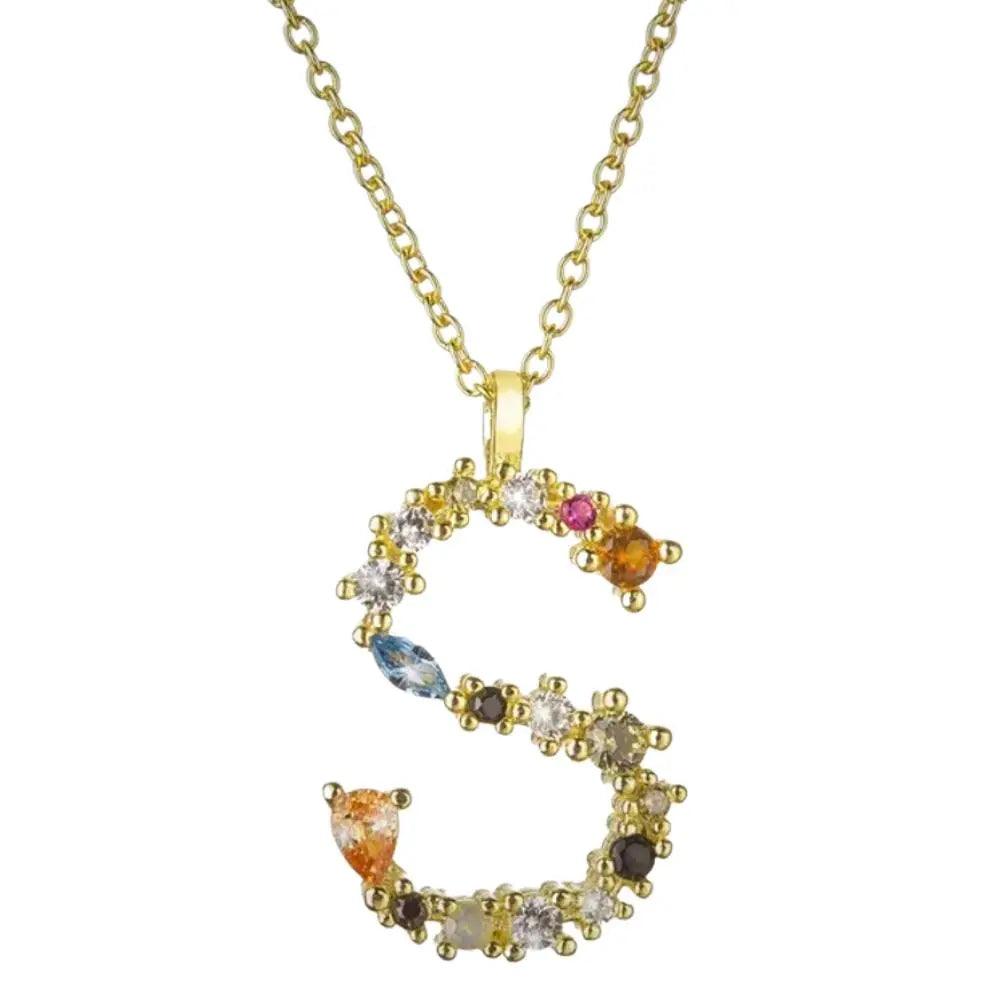 Colorful Crystal Initial Necklace - Ahava J