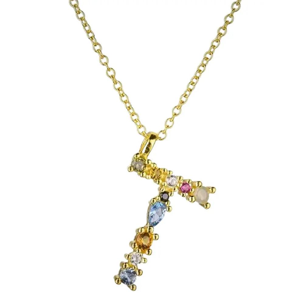 Colorful Crystal Initial Necklace - Ahava J