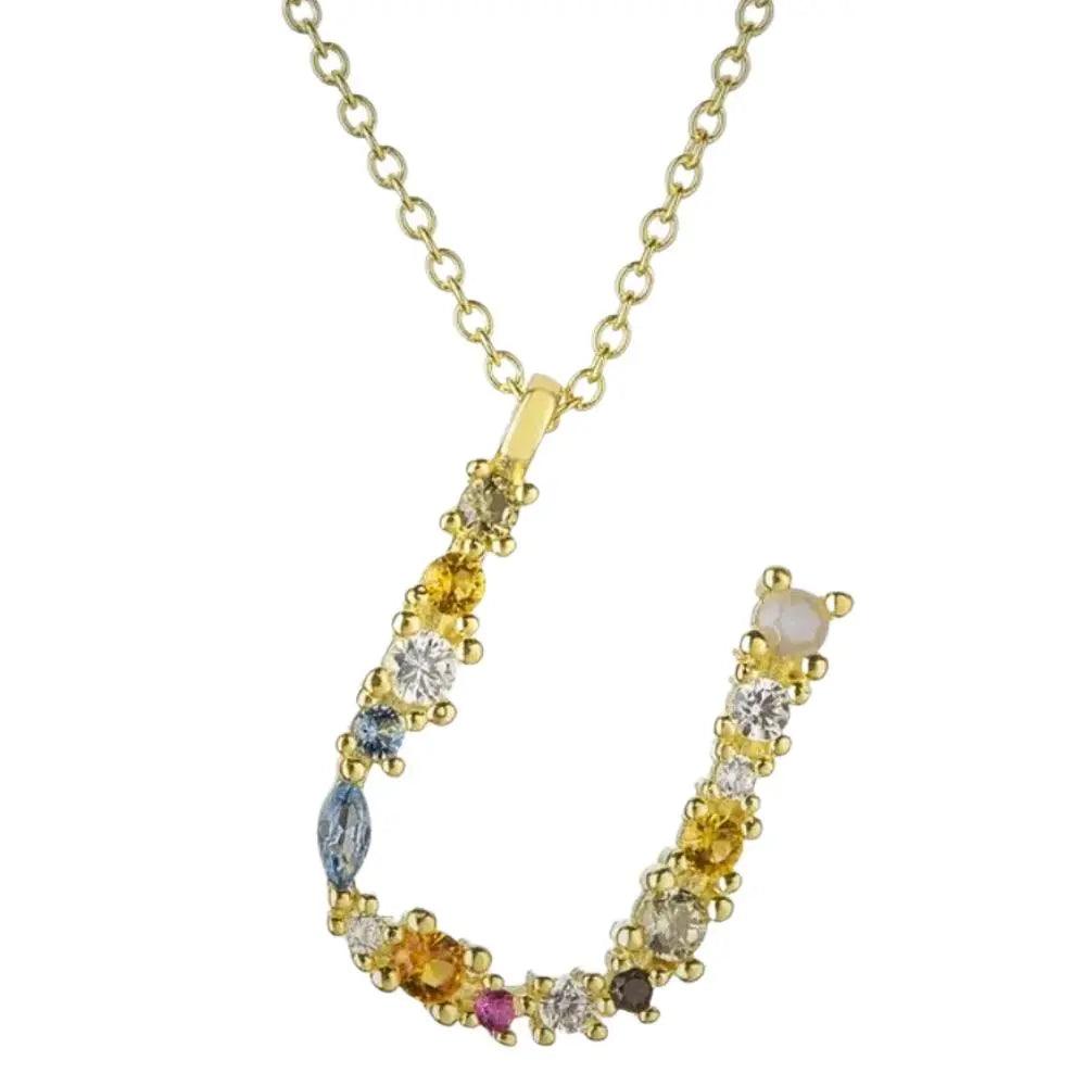 Colorful Crystal Initial Necklace - Ahava J