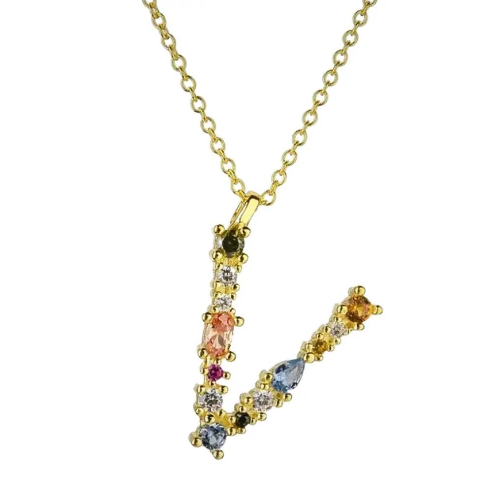 Colorful Crystal Initial Necklace - Ahava J