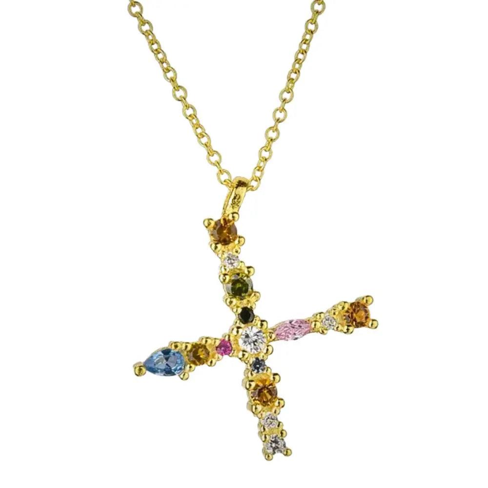 Colorful Crystal Initial Necklace - Ahava J