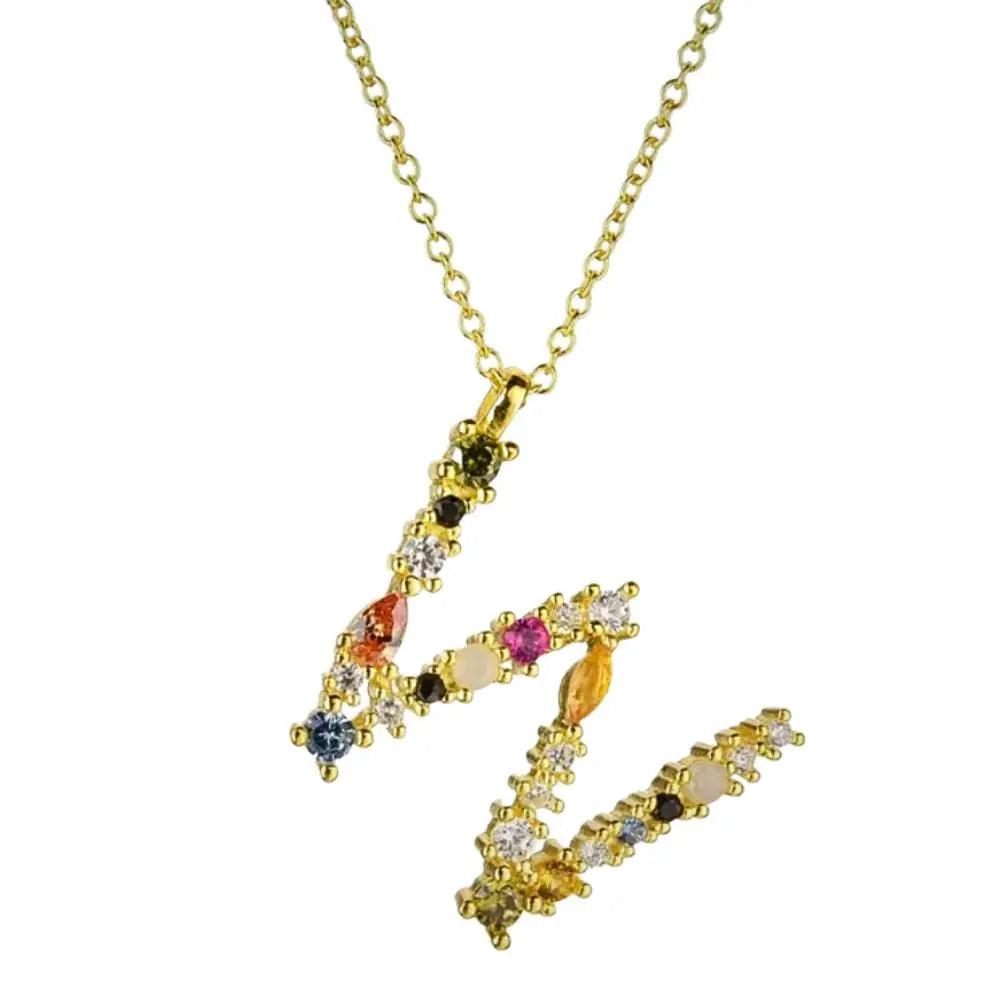 Colorful Crystal Initial Necklace - Ahava J