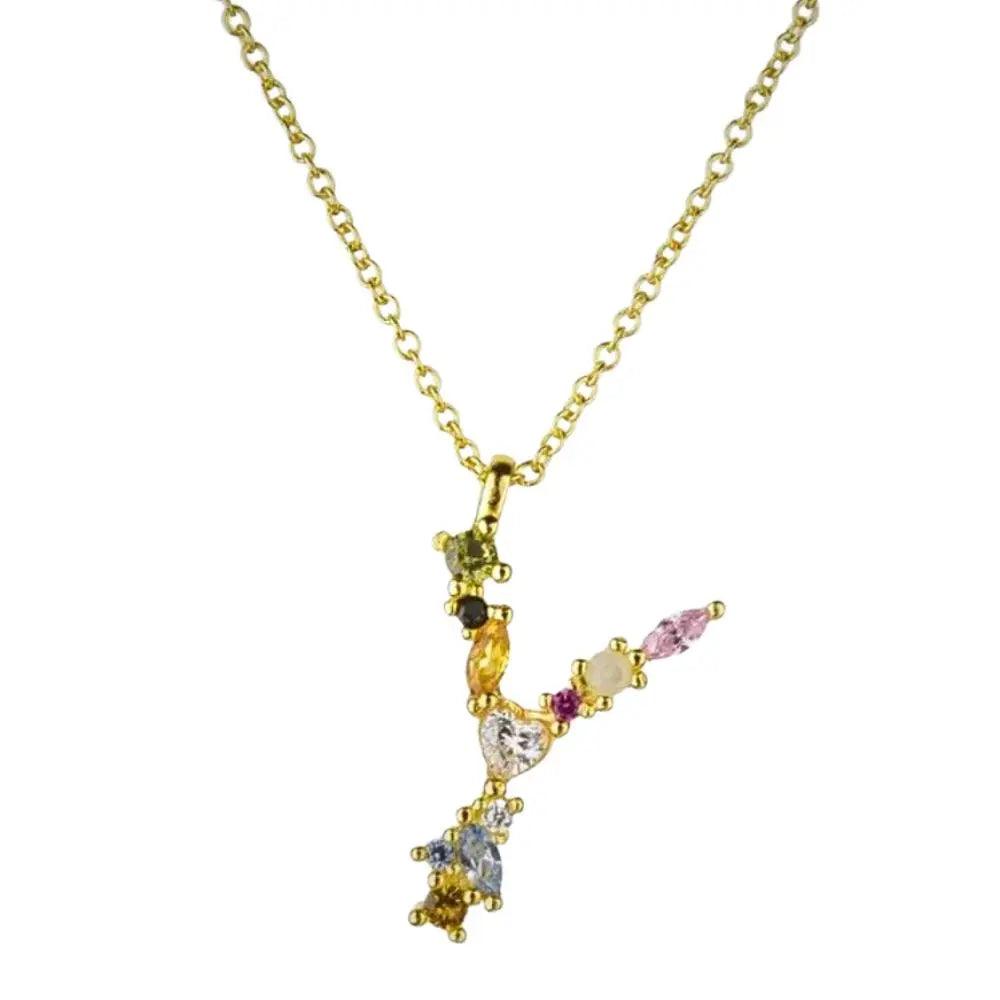Colorful Crystal Initial Necklace - Ahava J