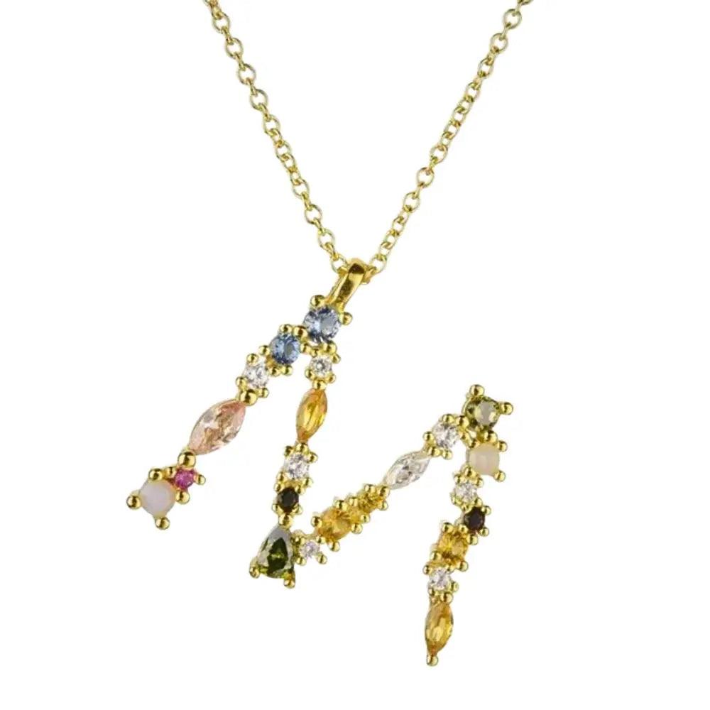 Colorful Crystal Initial Necklace - Ahava J