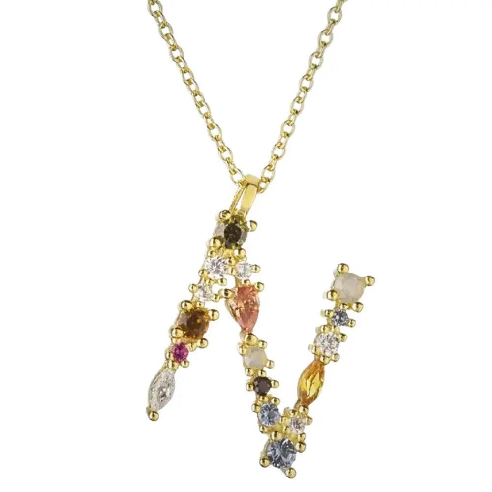 Colorful Crystal Initial Necklace - Ahava J