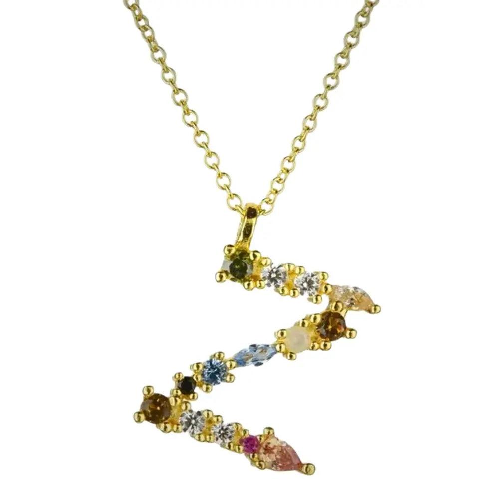 Colorful Crystal Initial Necklace - Ahava J