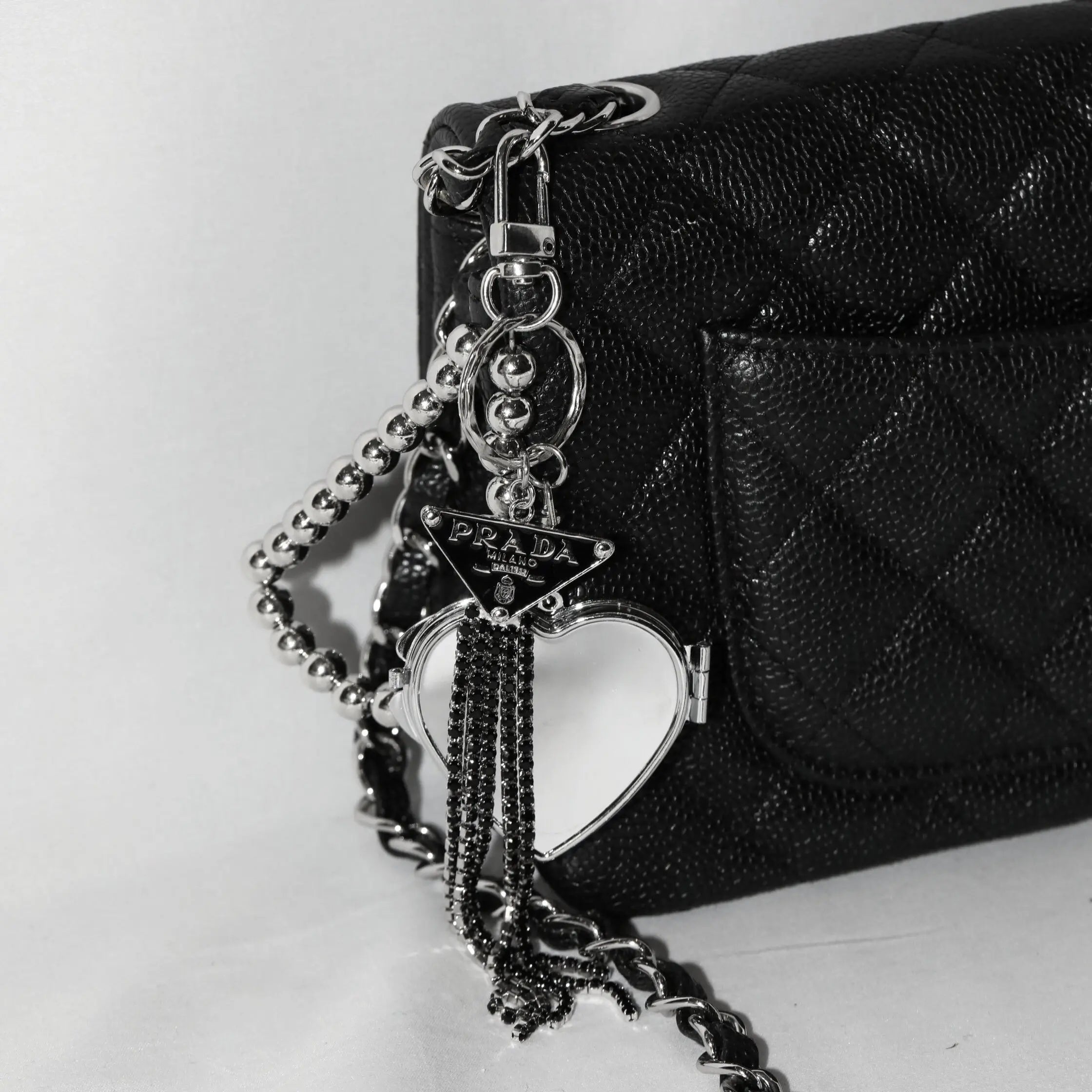 Custom Engraved Fringe Mirror Bag Charm