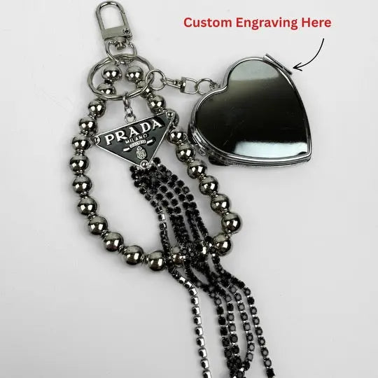 Custom Engraved Fringe Mirror Bag Charm