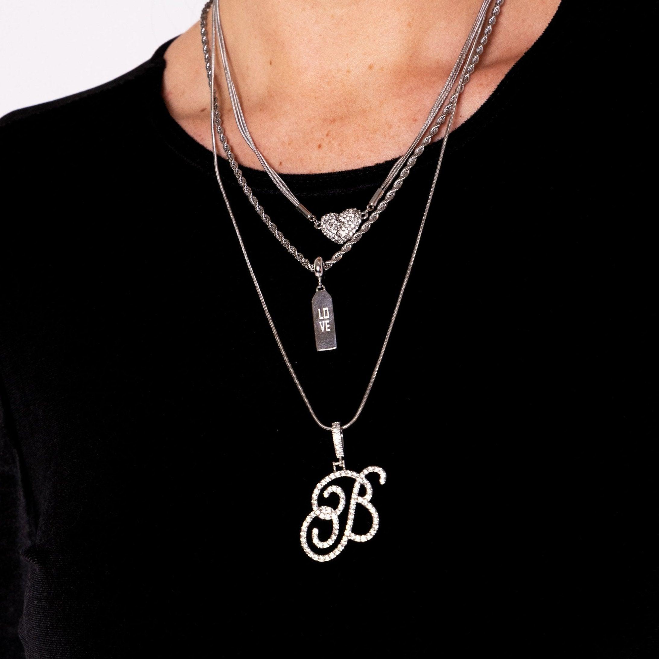 Glam Initial Necklace- Silver