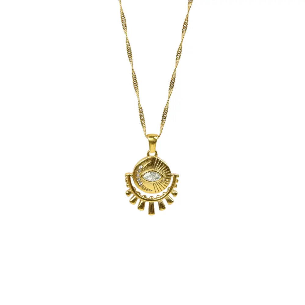 Golden Rays Evil Eye Necklace