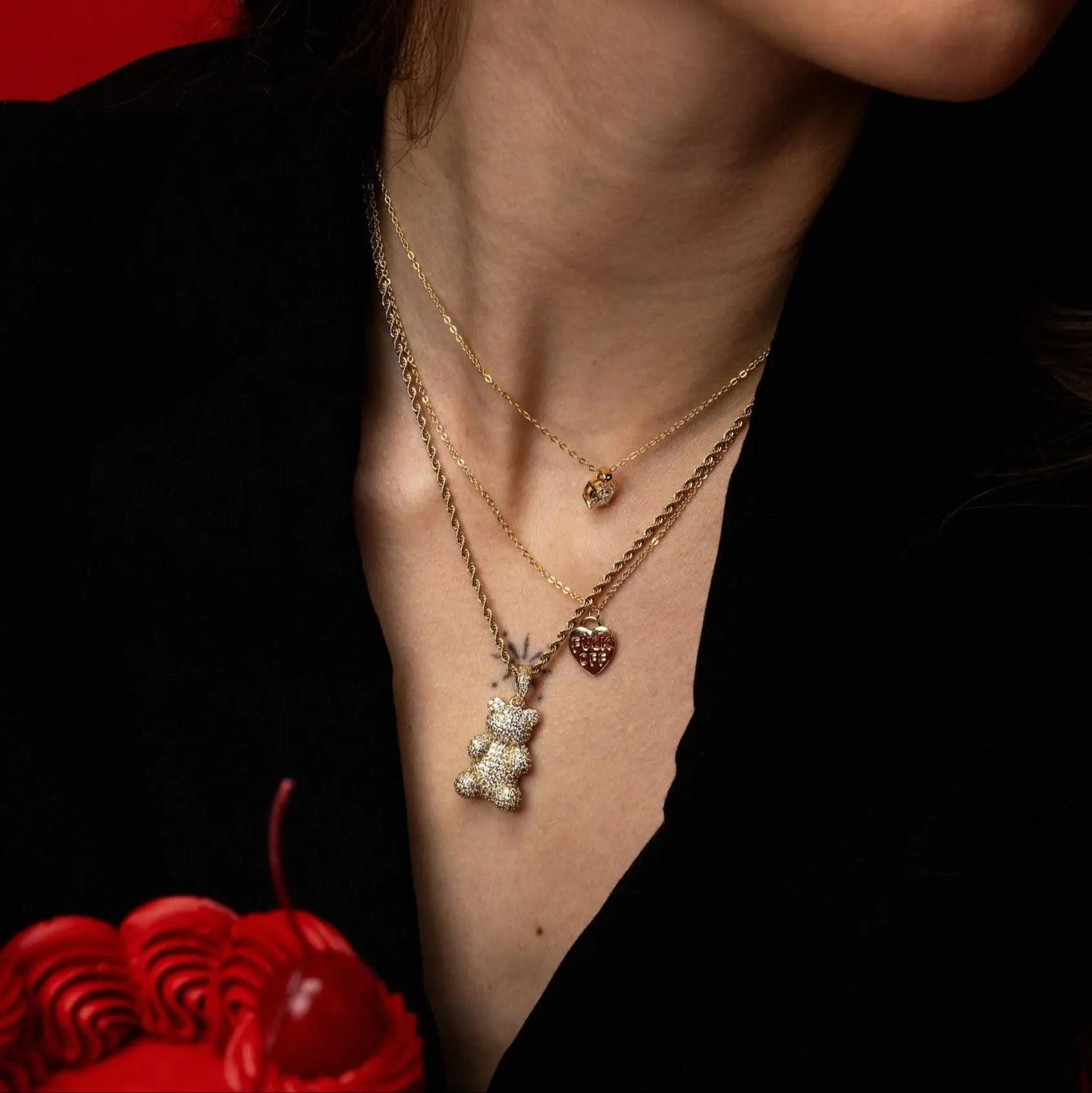 Large Crystal Bear Necklace