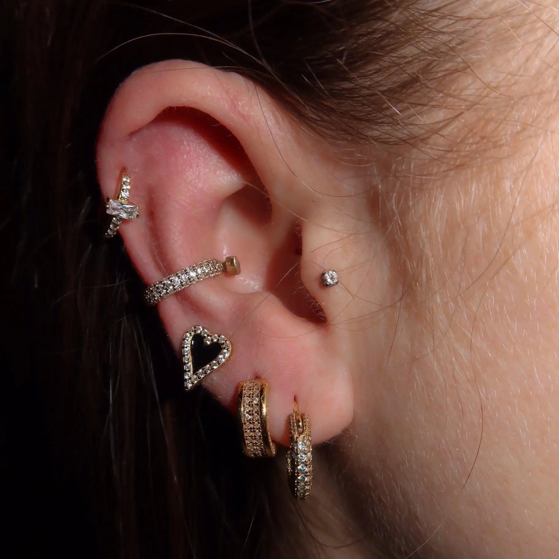 Mina Baguette Crystal Huggie Hoops