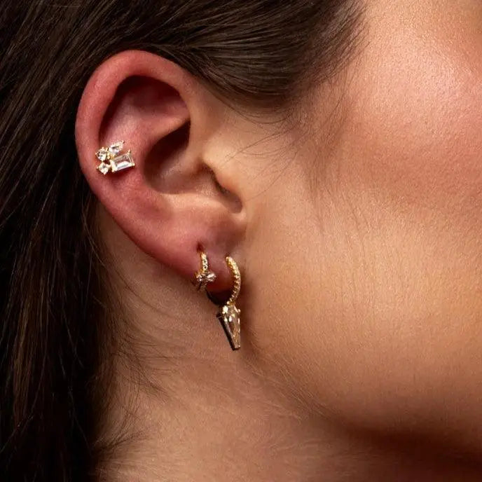 Nayeli Spike Crystal Hoop Earrings