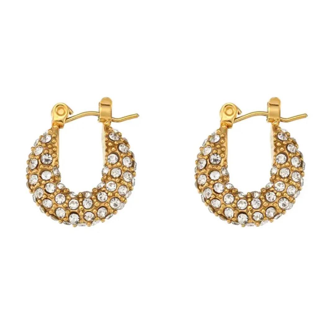 Pave Mini Crystal Hoops - White - Ahava J