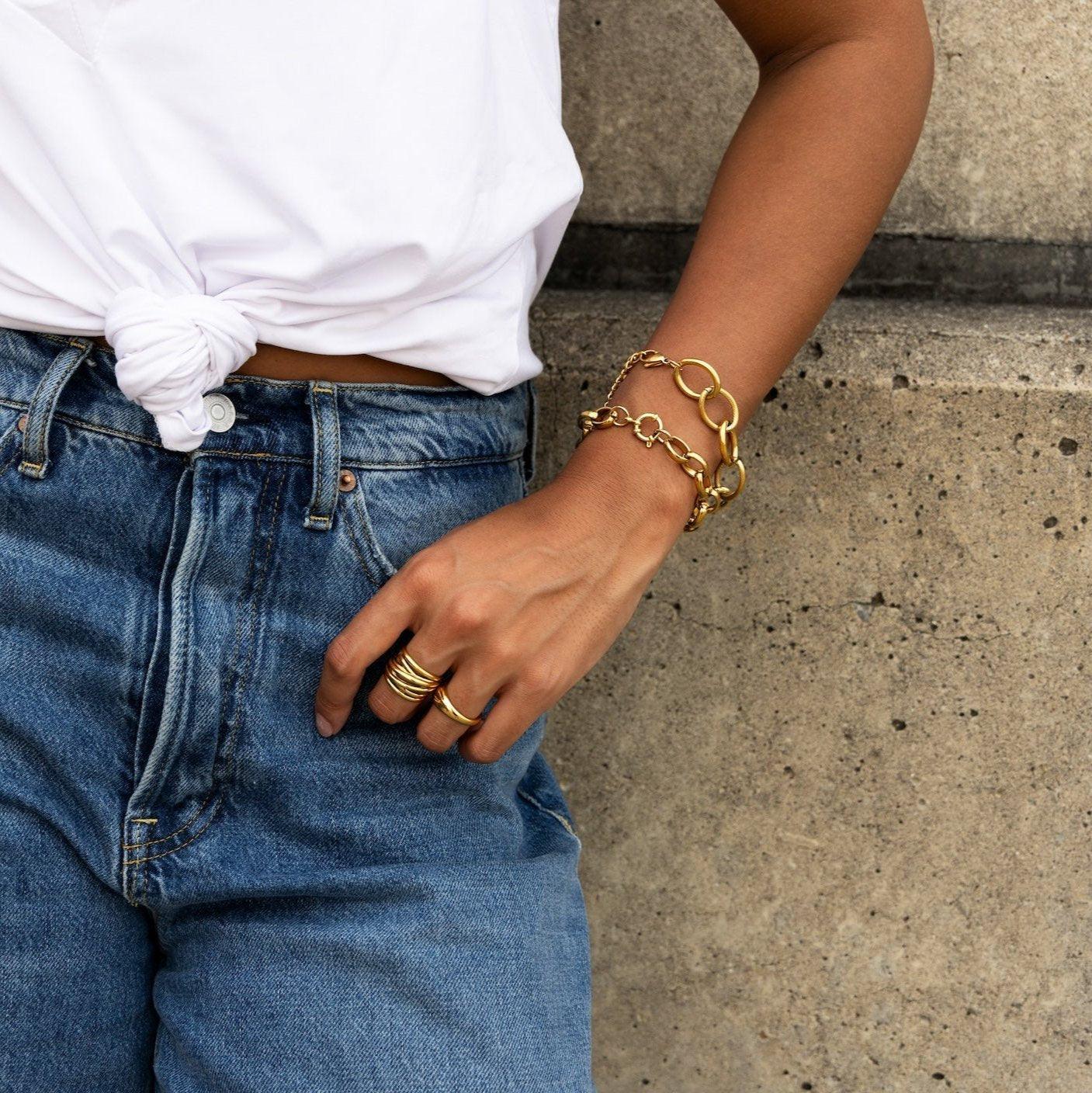 Round Link Bracelet- Gold