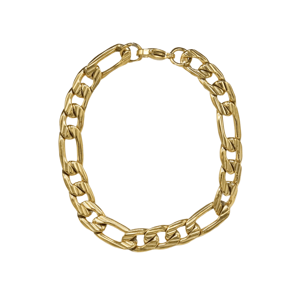 Thick Figaro Bracelet- Gold - Ahava J