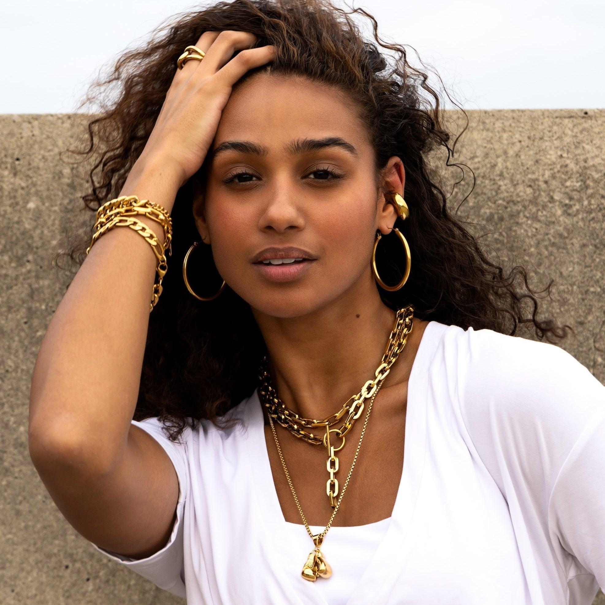 Victory Hoop Earrings- Gold