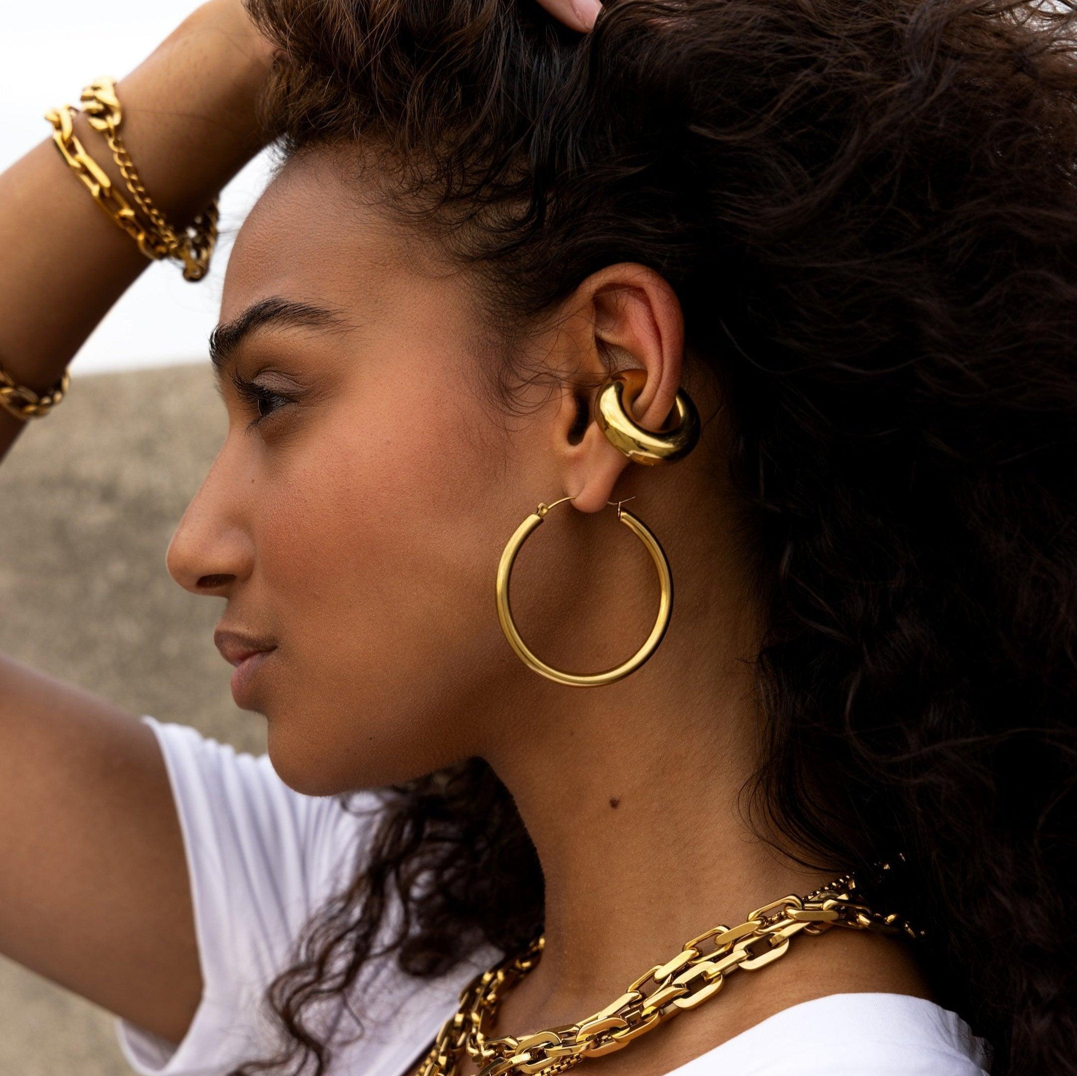 Victory Hoop Earrings- Gold