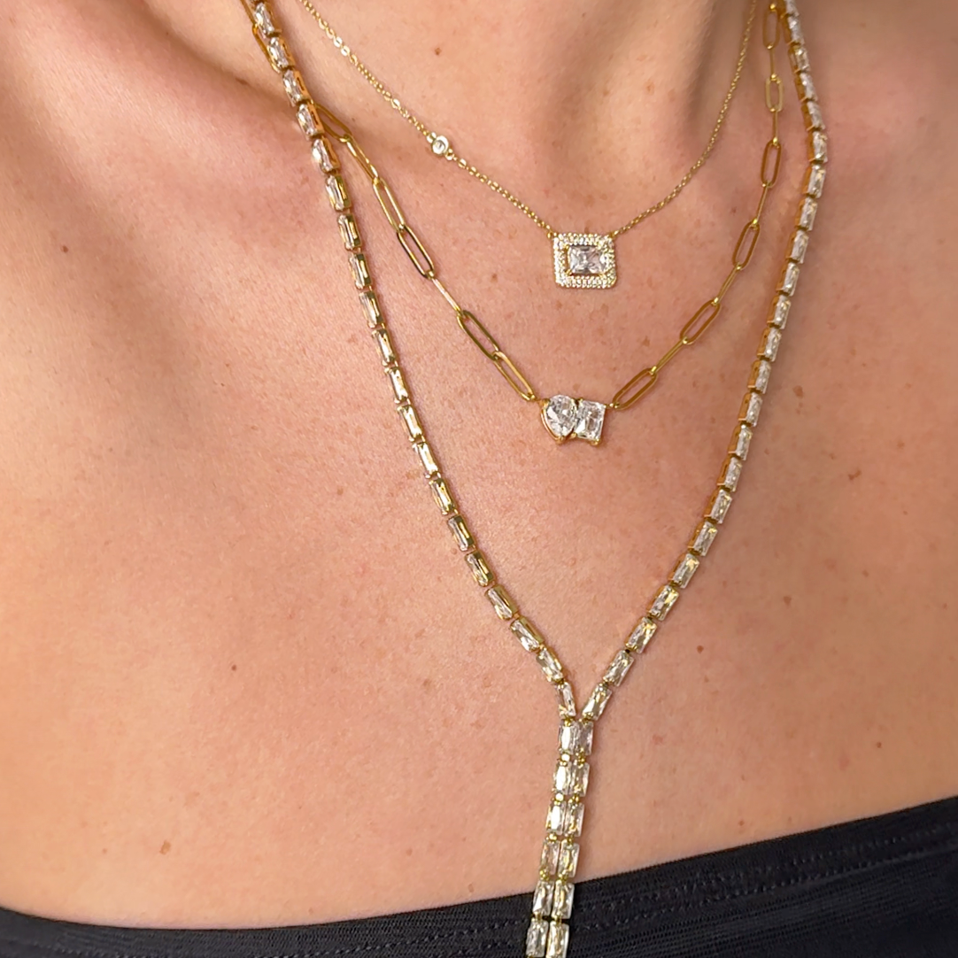 Baguette Crystal Drop Necklace