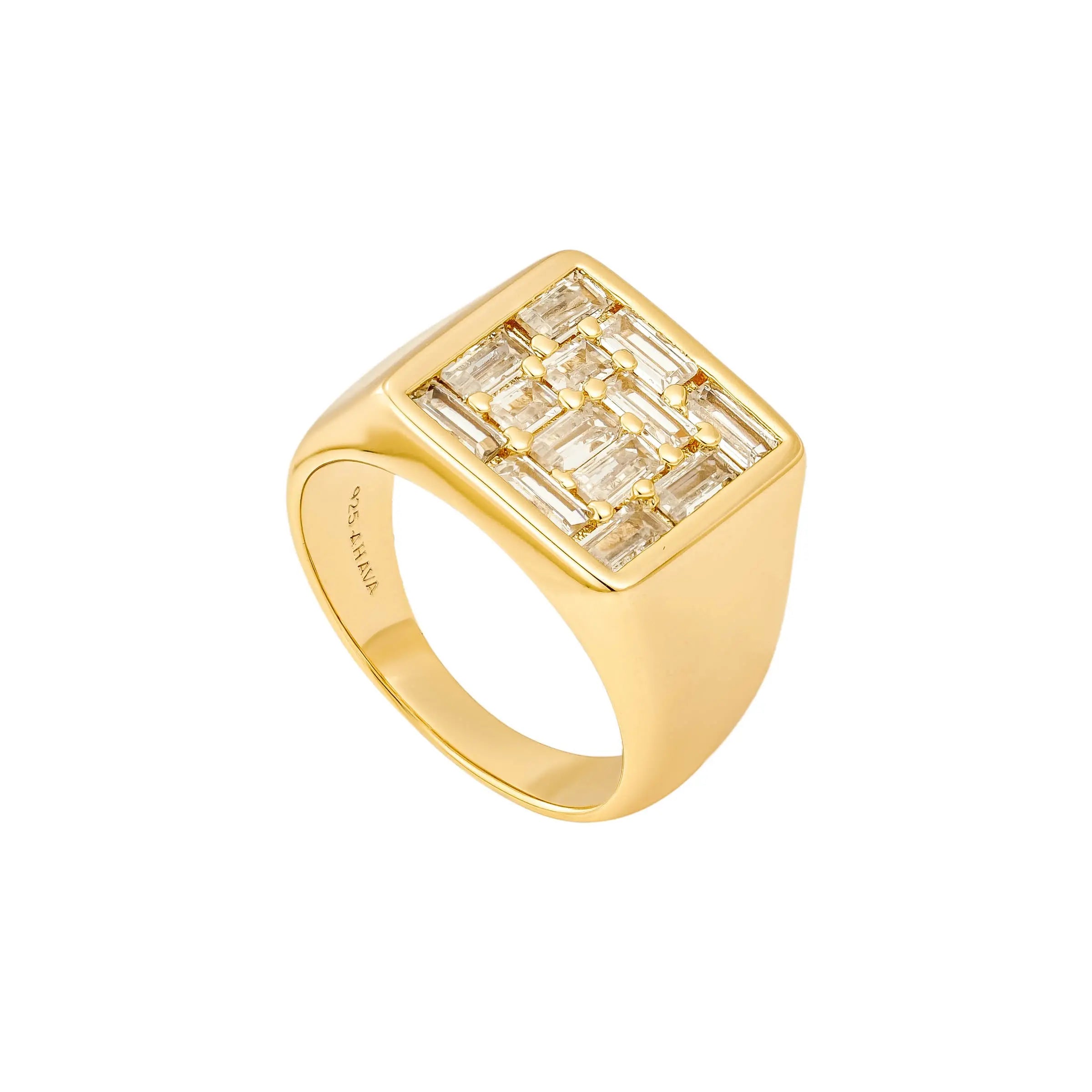 Baguette Illusion Square Signet Ring