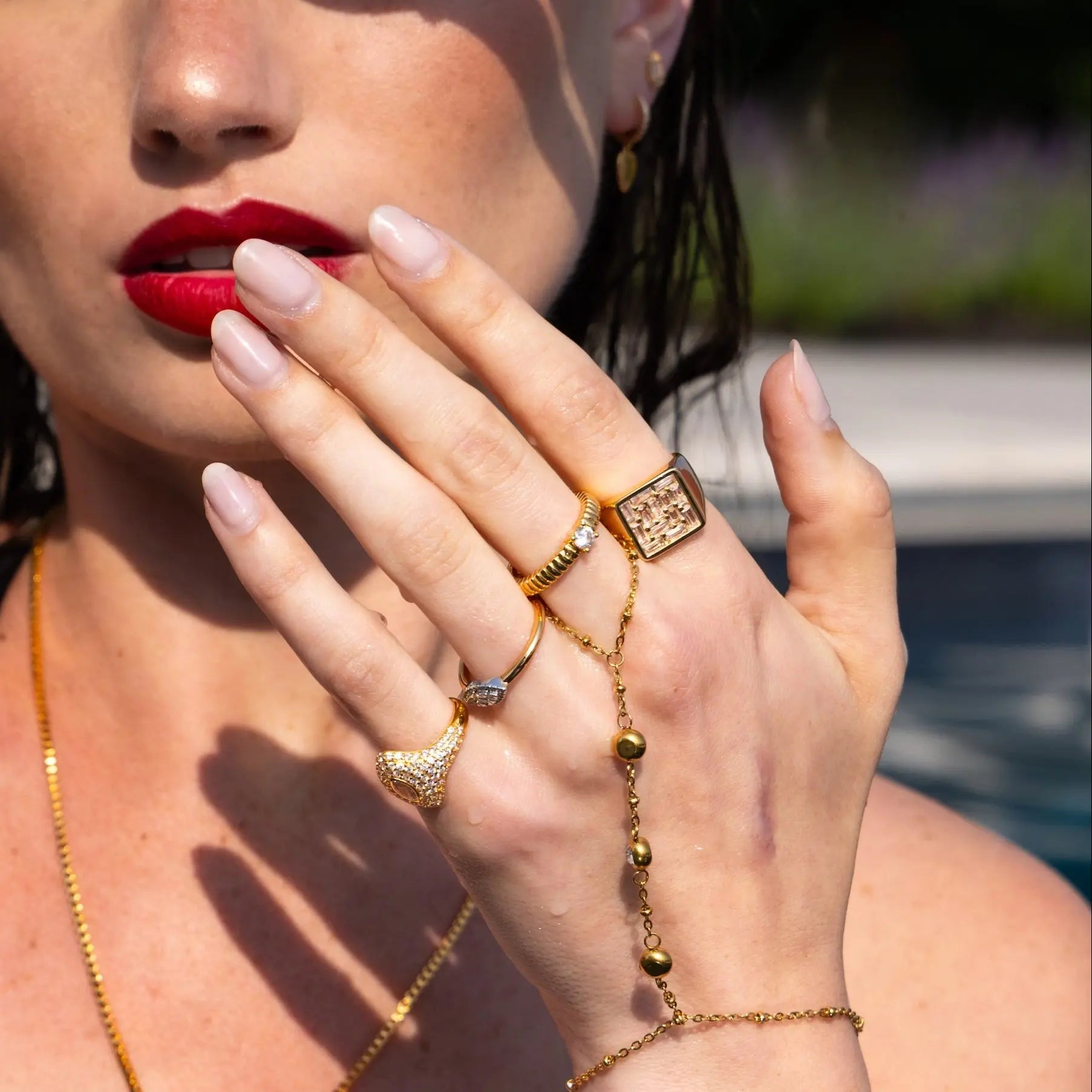Baguette Illusion Square Signet Ring