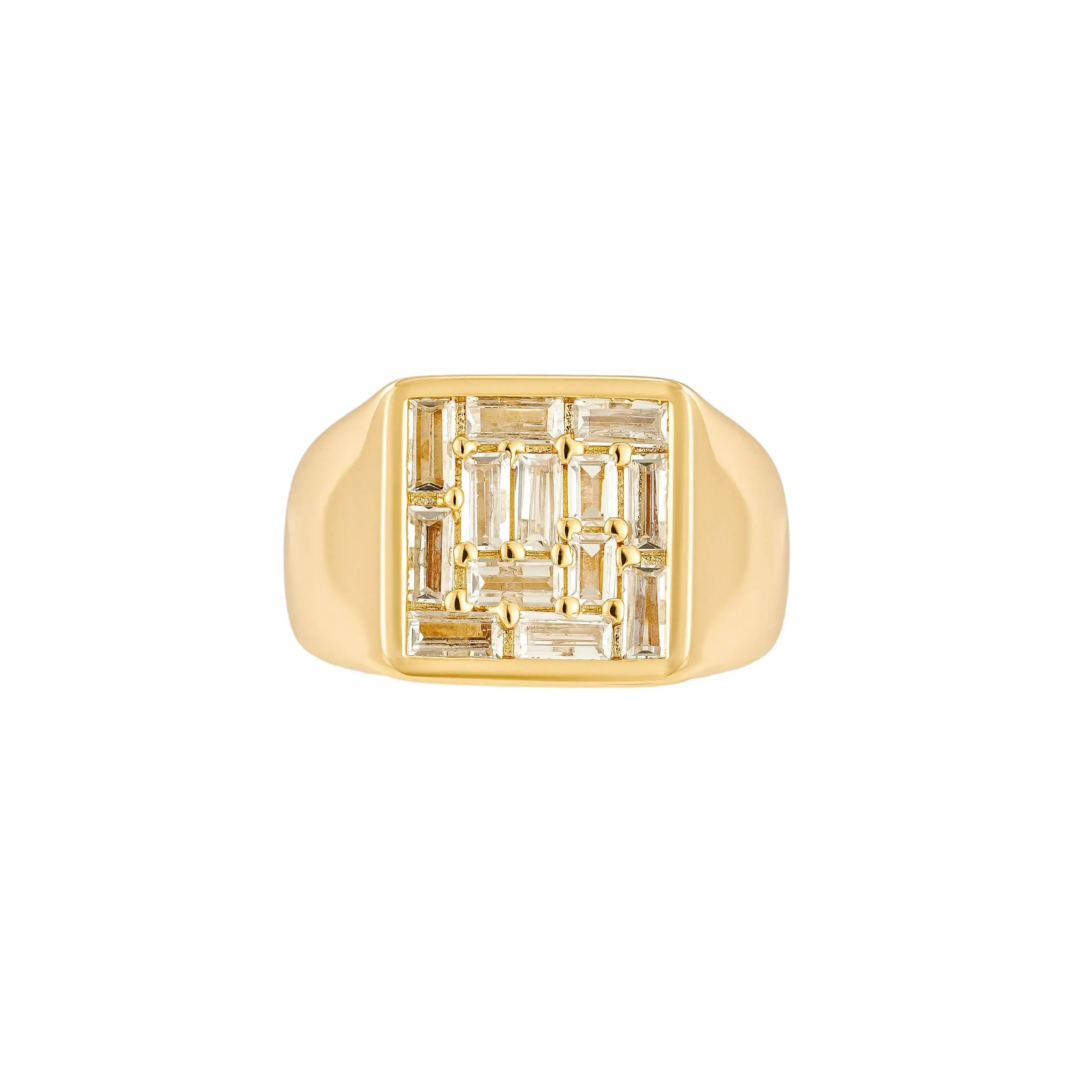 Baguette Illusion Square Signet Ring