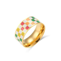 Checkered Ring- Blue/White