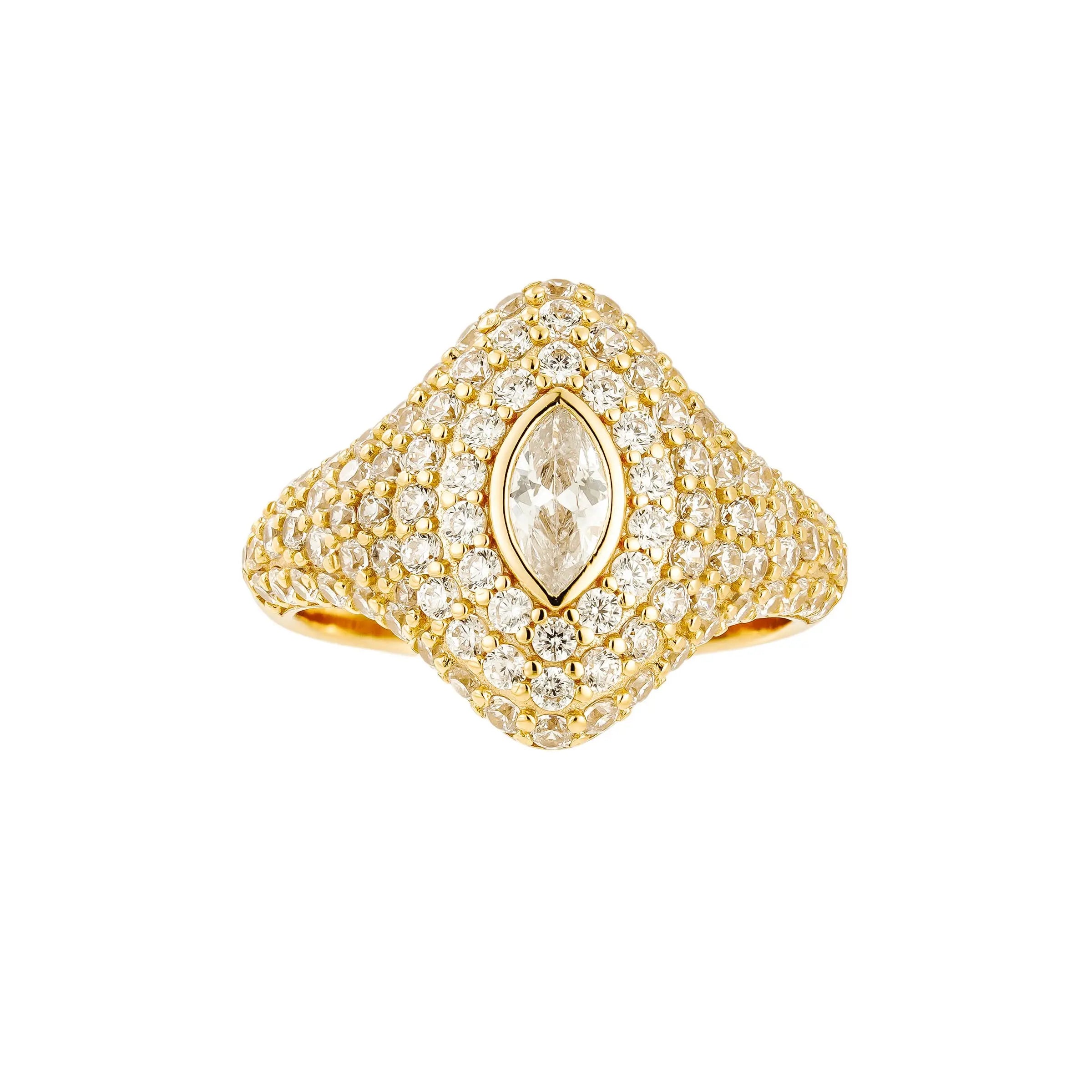 Crystal Pave Rhombus Pinky Ring