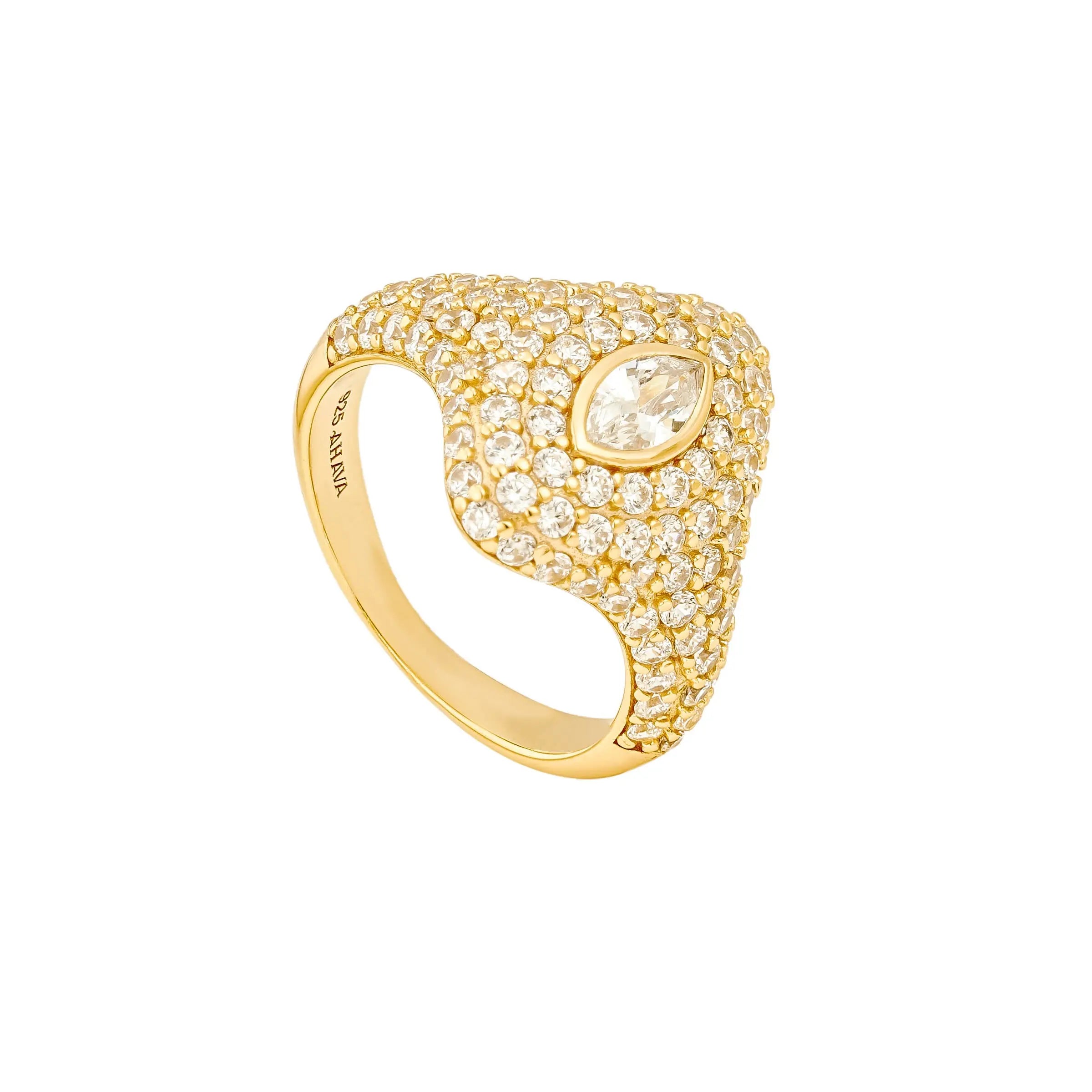 Crystal Pave Rhombus Pinky Ring