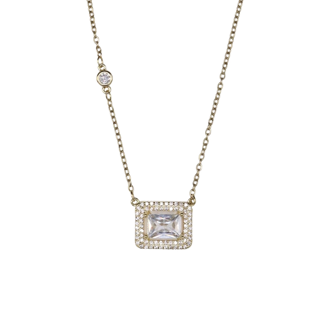 Crystal Rectangle Pendant Necklace