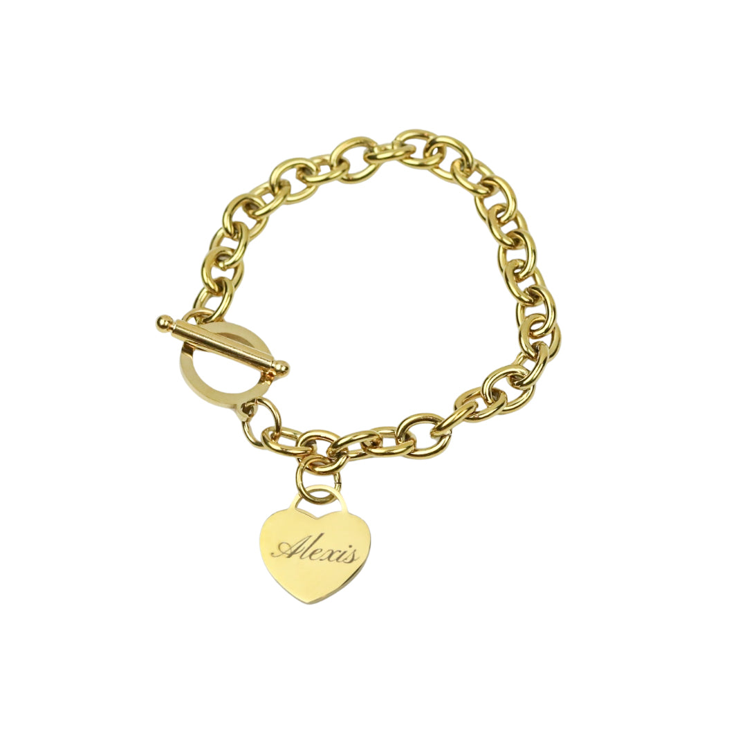 Custom Engraved Heart Link Bracelet