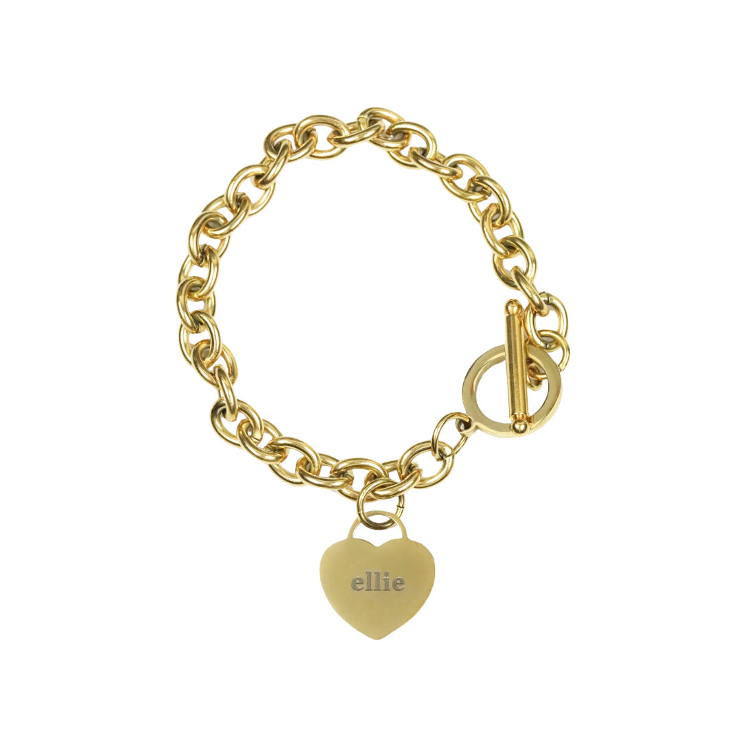 Custom Engraved Heart Link Bracelet